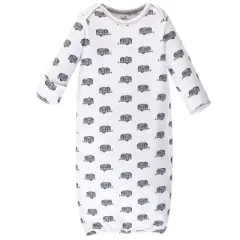 Touched by Nature Baby Boy Organic Cotton Long-Sleeve Gowns 3pk, Happy Camper, 0-6 Months