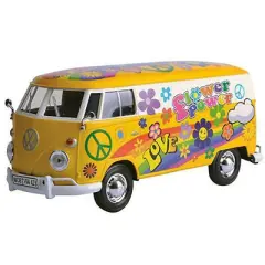Volkswagen Type 2 (T1) Delivery Van "Flower Power" Yellow 1/24 Diecast Model Car by Motormax