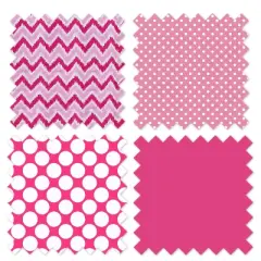 Bacati - Mix n Match Chevron/Dots Crib Rail Guard set of 2 Covers Pink