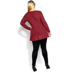 Women's Plus Size Waffle Ruffle Tunic - merlot | EVANS