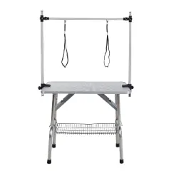Gulches 36-Inch Foldable Pet Grooming Table for Pet Large Dogs and Cats with Adjustable Arm and Clamp - Gray