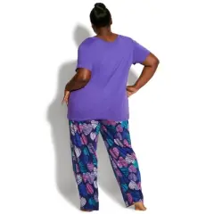 Women's Plus Size  Print 3 Piece Sleep Set - violet | AVENUE