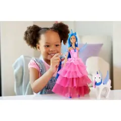 Barbie Unicorn Toy, 65th Anniversary Doll with Blue Hair, Pink Gown & Pet Alicorn (Target Exclusive)