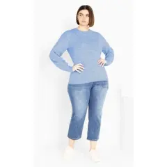 Women's Plus Size Nicky Pom Pom Sweater - sky blue | AVENUE