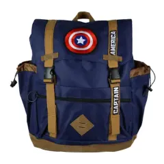 Marvel Captain America Flaptop Backpack Embroidered Logo Design Tech Laptop Tote Multicolored