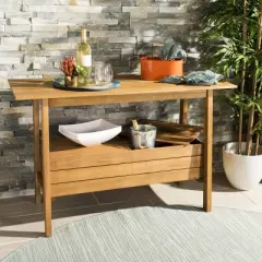 Bertie Outdoor Tea Trolley PAT7035 - Natural - Safavieh