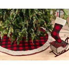 Saro Lifestyle Buffalo Plaid Christmas Stocking With Cuff