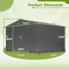 10X8 FT Outdoor Storage Shed, All Weather Metal Sheds with Lockable Doors, Tool Shed for Garden, Patio, Backyard, Lawn, Black