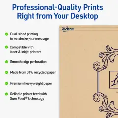 Avery Arched Rectangle Flat Cards, 5" x 7", Kraft Brown, 50 Total