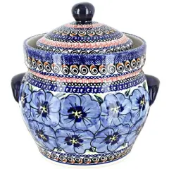 Blue Rose Polish Pottery Blue Art Small Canister
