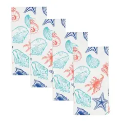 Saro Lifestyle Ocean Breeze Sea Shells Napkin (Set of 4), 20"x20", Multicolored