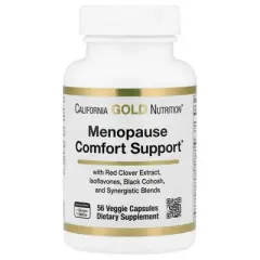 California Gold Nutrition Menopause Comfort Support with Folate, Red Clover Extract, Vitamin B12, and Soy Germ Extract, 56 Veggie Capsules