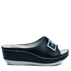 GC Shoes Justina Buckle Comfort Slide Wedge Sandals