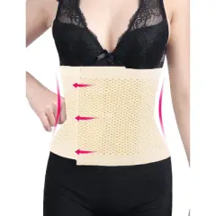 Unique Bargains Mesh Breathable Postpartum Belly Abdominal Shaping Belt Waist Wrapping Shaper Cincher Corset Shapewear Beige L