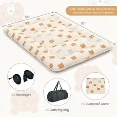 Infans Full Futon Mattress Japanese Floor Pad Washable Cover Carry Bag Brown Bear