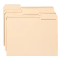 Smead&reg; File Folders, 1/3-Cut Tab, Letter, Manila, Box of 100
