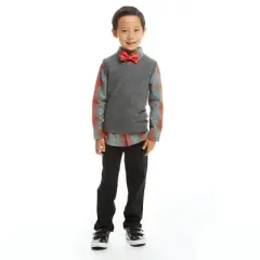 Andy & Evan  Toddler  Boys Holiday Check Buttondown w/Vest Set