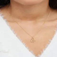 Disney Minnie Mouse 14k Yellow Gold Cutout Silhouette Pendant Necklace, 18"