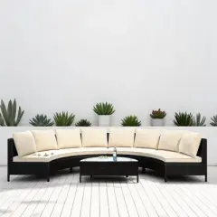 5-Piece Outdoor Rattan Sofa Set with Cushions, Pillows, and Tempered Glass Table &acirc;&acirc;&sbquo;?Multifunctional, UV & Water-Resistant Patio Furniture
