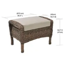Jiallo Modern Concept Faux Sea Grass Resin Rattan Ottoman