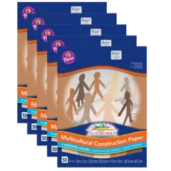 Prang Shades of Me Construction Paper, 5 Assorted Skin Tone Colors, 9" x 12", 50 Sheets Per Pack, 5 Packs