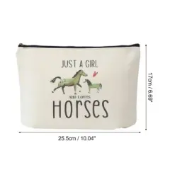 Unique Bargains Durable Horse Pattern Makeup Bag Beige 1 Pc