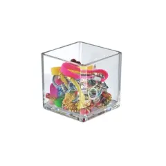 Azar Displays 4" Deluxe Clear Acrylic Square Cube Bin for Counter, 2-Pack