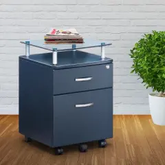 Rolling and Locking File Cabinet Gray - Techni Mobili