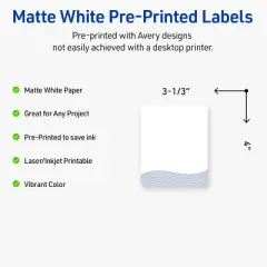 Avery Rectangle Labels, Colorful Design, 4" x 3-1/3", 40 Total
