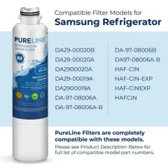 PureLine Samsung DA29-00020B Compatible Refrigerator Water Filter, Also Replacement for DA29-00020A, HAF-CIN EXP, DA97-08006A (3 Pack)