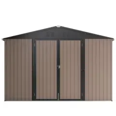 NicBex Modern Outdoor Storage Shed with Lockable Doors Weatherproof Galvanized Metal Garden Shed for Garden, Lawn, Patio