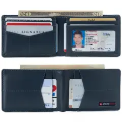 Alpine Swiss Delaney Men&rsquo;s RFID Blocking Slimfold Wallet Thin Bifold Cowhide Leather Comes in Gift Box