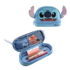 Lilo & Stitch Stitch Head Blue Glitter 6&rdquo; Cosmetic Pouch