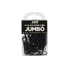 JAM Paper Colored Jumbo Paper Clips Large 2 Inch Black Paperclips 2184933A
