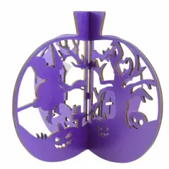 Ganz 8.0 Inch Laser Cut Pumpkins Lg Halloween Figurine Set , Lightweight Halloween Decor Bats Cat Spider Web (3PC)