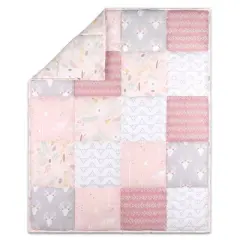 The Peanutshell Meadow Baby Crib Bedding Set - Pink Floral - 3pc