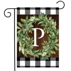 Wreath Monogram P Everyday Garden Flag 18" x 12.5" Briarwood Lane