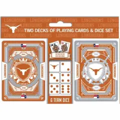 MasterPieces Officially Licensed NCAA Texas Longhorns 2-Pack Playing cards & Dice set for Adults
