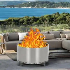 20.5In Portable Outdoor Bonfire Smokeless Firepit Stove with Stand and Removable Ash Pan, Stainless Steel Wood Burning Fireplace, Ideal for 4-6 People