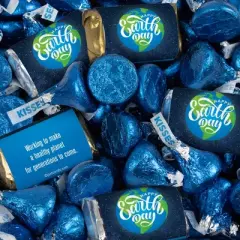 130 Pcs Earth Day Candy Party Favors Hershey's Miniatures & Blue Kisses (1.65 lbs, Approx. 130 Pcs)