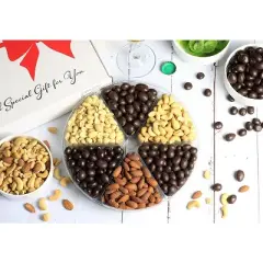 Gourmet Chocolate and Salted Nuts Large Gift Tray 6-Pt by It's Delish