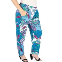 24seven Comfort Apparel Paisley Stretch Waist Plus Size Trouser Pants Pockets