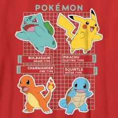 Boy's Pokemon Starters Grid Pokedex T-Shirt