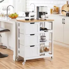 Yaheetech Rolling Kitchen Island Kitchen Cart with Cabinet & Drawer White