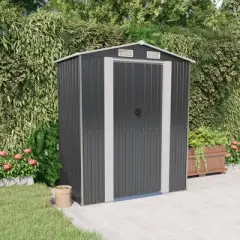vidaXL Galvanized Steel Garden Shed, Anthracite - Outdoor Storage Space for Garden Tools and Equipment - Weather-Resistant Material