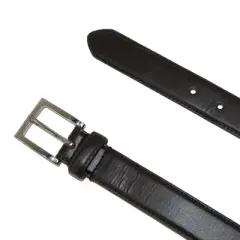CTM Men's Big & Tall Leather Basic Dress Belt with Silver Buckle