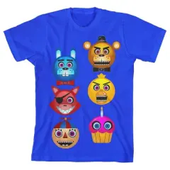 Five Nights at Freddy's Character Faces Boy's Royal Blue T-shirt