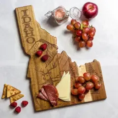 Rock & Branch Origins Idaho Cutting Board Brown: Acacia, Lightweight, Stamped Design, 10.5" x 15"
