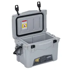 35 Quart Heavy Duty Portable Ice Cooler - Insulated Camping Cooler with Cup Holder, Fish Ruler & Bottle Openers for Beach, Boat & Picnics White