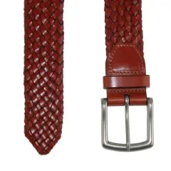 CrookhornDavis Men's Toscana Leather Tubular Braided Belt